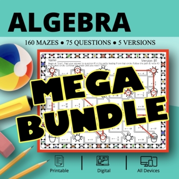 Preview of Summer: Algebra BUNDLE Maze Activity
