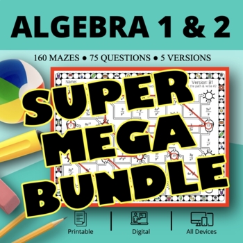 Preview of Summer: Algebra SUPER MEGA BUNDLE Maze Activity