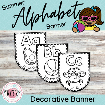 Preview of Summer Alphabet Banner: Fun Summer Preschool Phonics and Fine Motor