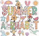 Summer Alphabet Doodle PNG, Summer Font PNG, Digital Alphabet