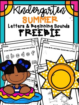 Preview of Summer Alphabet Letters and Beginning Sounds FREEBIE (Pre-K & Kindergarten)