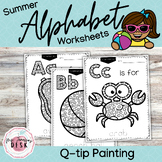 Summer Alphabet Q-tip Painting Worksheets: Fun Summer Fine