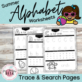 Summer Alphabet Trace & Search Worksheets: Fun Preschool F
