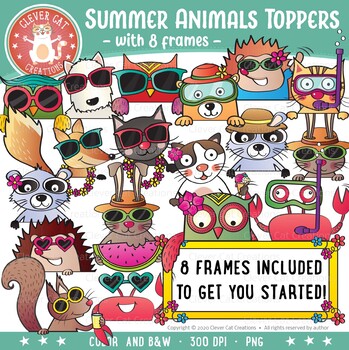 Preview of Summer Animals Toppers Clipart