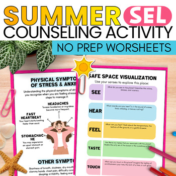 Preview of June Counseling Activities Summer SEL Lessons Camp Coping Skills Small Group