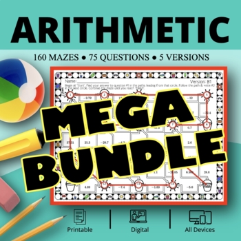 Preview of Summer: Arithmetic BUNDLE Maze Activity