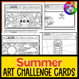 Summer Art Lesson Challenge Cards, 40 Drawing Prompts and 