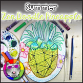 Summer Art Lesson, Pineapple Line Art Project Activity for