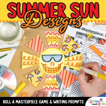 Preview of Sunshine Art Project, Summer Writing Prompts, Art Sub Plans, Roll a Dice Game