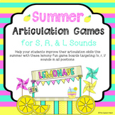 Summer Articulation Game Boards for /S, R, L/ Sounds