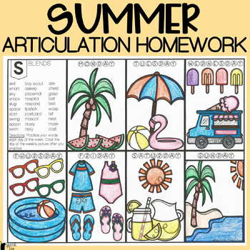 Preview of Summer Articulation Homework
