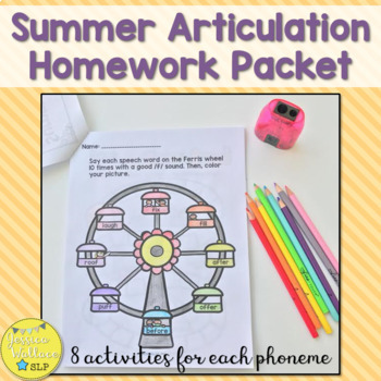 Preview of #may2024halfoffspeech Summer Articulation Homework Packets