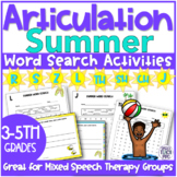 Summer Articulation Word Search Activities | R S Z SH CH J TH L