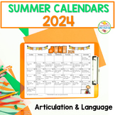 Summer Articulation and Language Homework Calendars 2024 f
