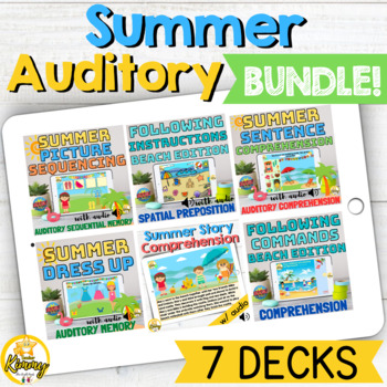 Preview of Summer Auditory Boom Cards Bundle