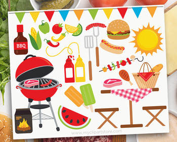 Summer BBQ, Barbecue Clipart, SVG by MyClipArtStore | TpT