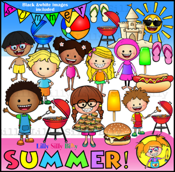 Preview of Summer BBQ! - Clipart. Black/ white and full color images. {Lilly Silly Billy}
