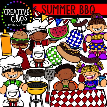 Preview of Summer BBQ Kids Clipart: Backyard Barbecue and Cookout