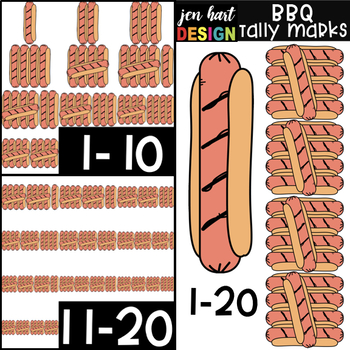 Preview of Summer BBQ Tally Marks (1-20) Clip Art: Hot Dogs {jen hart Clip Art}