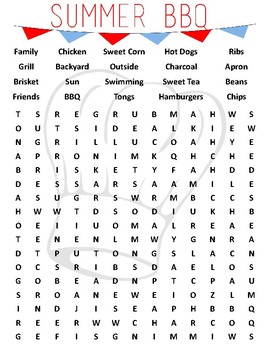 summer break bbq word search 4th 5th 6th by jessica fuqua tpt