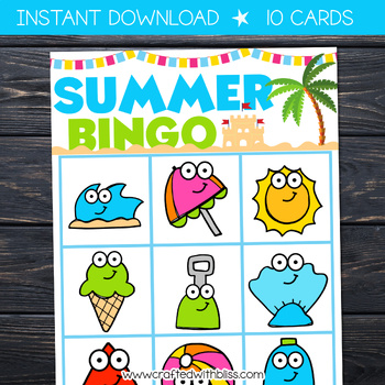 Preview of 10 Summer BINGO For Preschool-Kindergarten, Summer Games and Activity