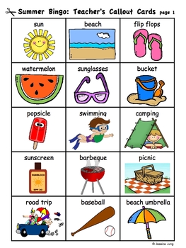 summer bingo game by jessicas resources teachers pay teachers