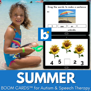Preview of Summer Speech Therapy BOOM CARDS™ | Special Education Digital Resources