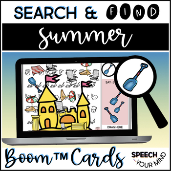 Preview of Summer Boom Cards™ Search & Find | Summer Search & Find Game Speech