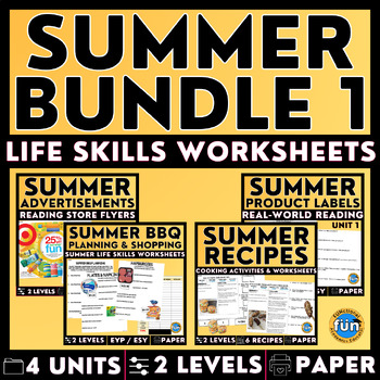 Preview of Summer BUNDLE- Life Skills - Functional Text - Special Education - Summer School