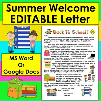 Summer Welcome Letter For Primary Grades