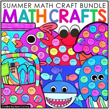 Preview of Summer Math Crafts | Summer School Camp Beach Shark Ocean Activities