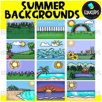 Preview of Summer Backgrounds Clip Art Set {Educlips Clipart}