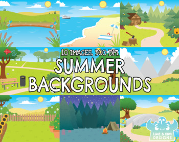 Preview of Summer Backgrounds Clipart (Lime and Kiwi Designs)