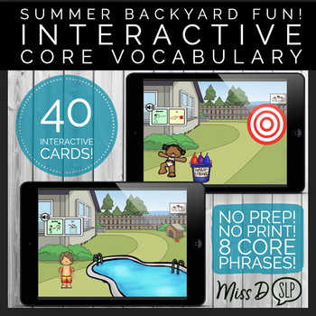 Preview of Summer Water Fun Core Vocabulary BOOM CARDS™ for Early Language and AAC