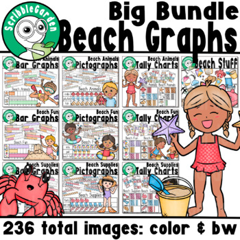Preview of Summer Beach 3 Category Graphs: Big Bundle