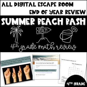 Preview of Summer Beach Bash DIGITAL Escape Room (4th Grade Math Review)