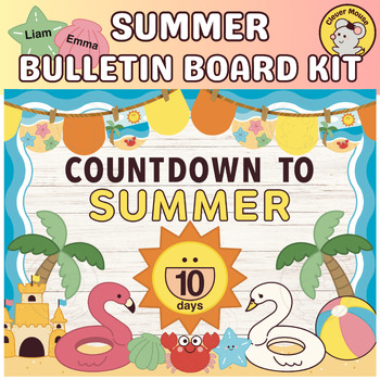 Preview of Summer Beach Bulletin Board Kit, Summer Countdown Bulletin Board, Door Decor