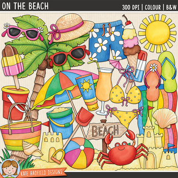 Preview of Summer Beach Clip Art: On the Beach (Kate Hadfield Designs)