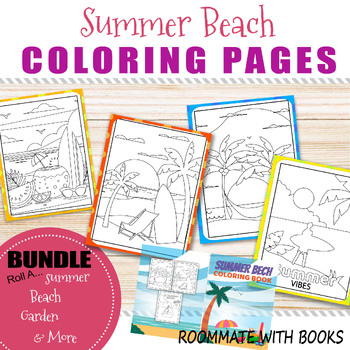 Summer Beach Coloring Pages with Cover by Roommate with books | TPT