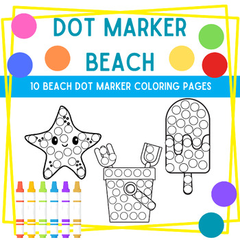 Preview of Summer/Beach Dot Marker Coloring Pages