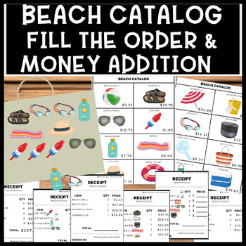 Preview of Summer Beach Money Addition Vocational Order Special Education Life Skills