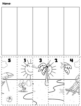 summer beach number order cut paste scene by prekautism tpt