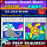 Summer-Beach-Ocean Color by Code. 1st-2nd grade. NO PREP! 