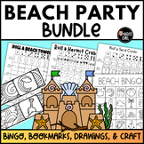 Beach Day Activities Bundle BINGO, Bookmarks, Roll & Draws