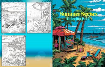 Adult Coloring Book | By The Beach | Calming Coloring Book for Adults |  Relaxing and Beautiful Beach Scenery | Instant Download