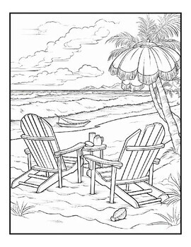 Adult Coloring Book - By The Beach: Calming Coloring Books for Adults  Featuring Seaside Life with Relaxing and Beautiful Ocean Scenery for Stress  Reli