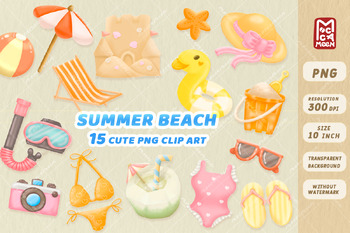 Preview of Summer Beach Time to travel PNG Clipart