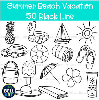 summer vacation clip art black and white