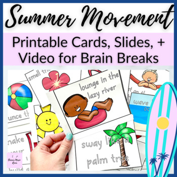 Preview of Summer Beach Vacation Movement Cards for Elementary Music Class or Brain Breaks