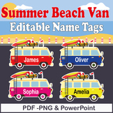 Summer Beach Van Clipart (Editable Name Tags & Travel Theme)